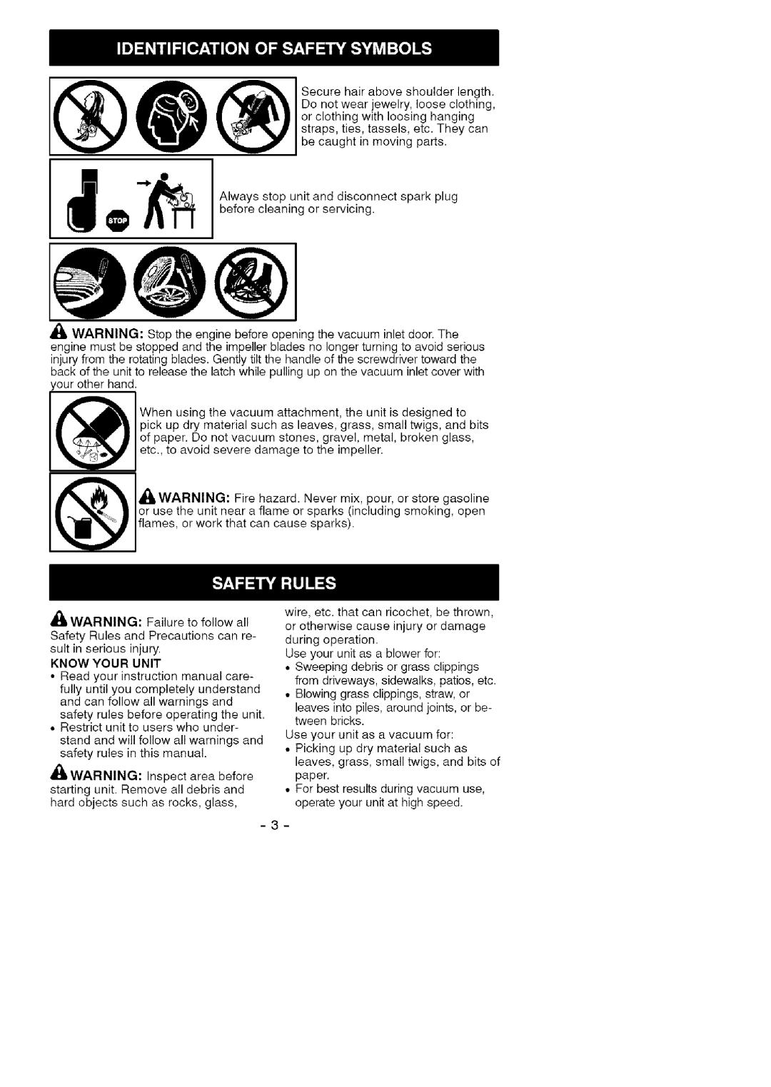 Craftsman 358.794740 manual @@1, Know Your Unit 