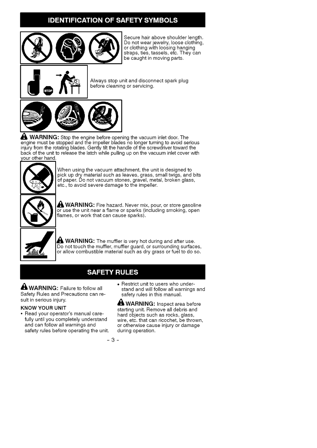 Craftsman 358.794772 manual Know Your Unit 