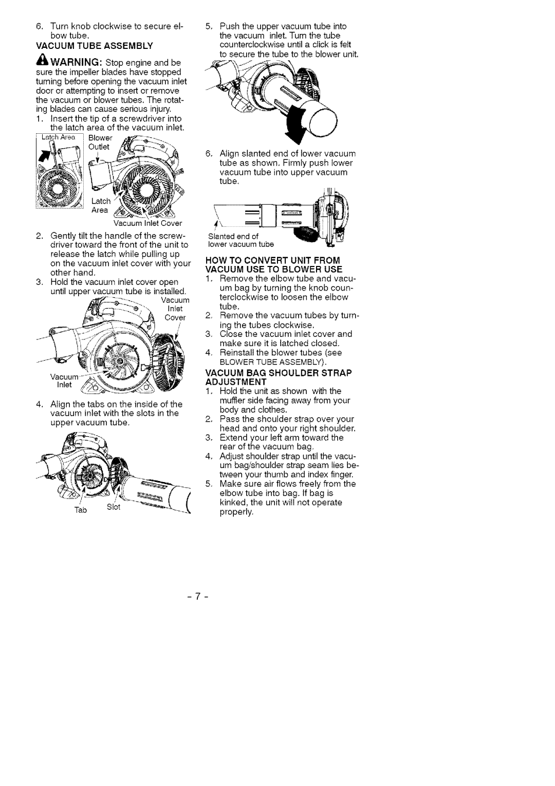 Craftsman 358.794772 HOW to Convert Unit from Vacuum USE to Blower USE, Blower Tube Assembly Vacuum BAG Shoulder Strap 