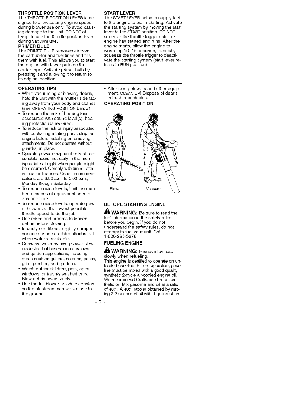 Craftsman 358.794772 manual Primer Bulb, Fueling Engine 