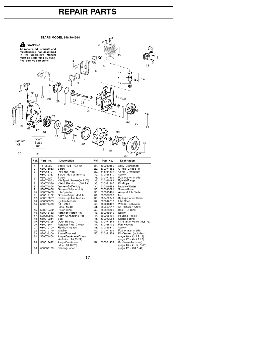 Craftsman 358.794964 manual 71-85920 