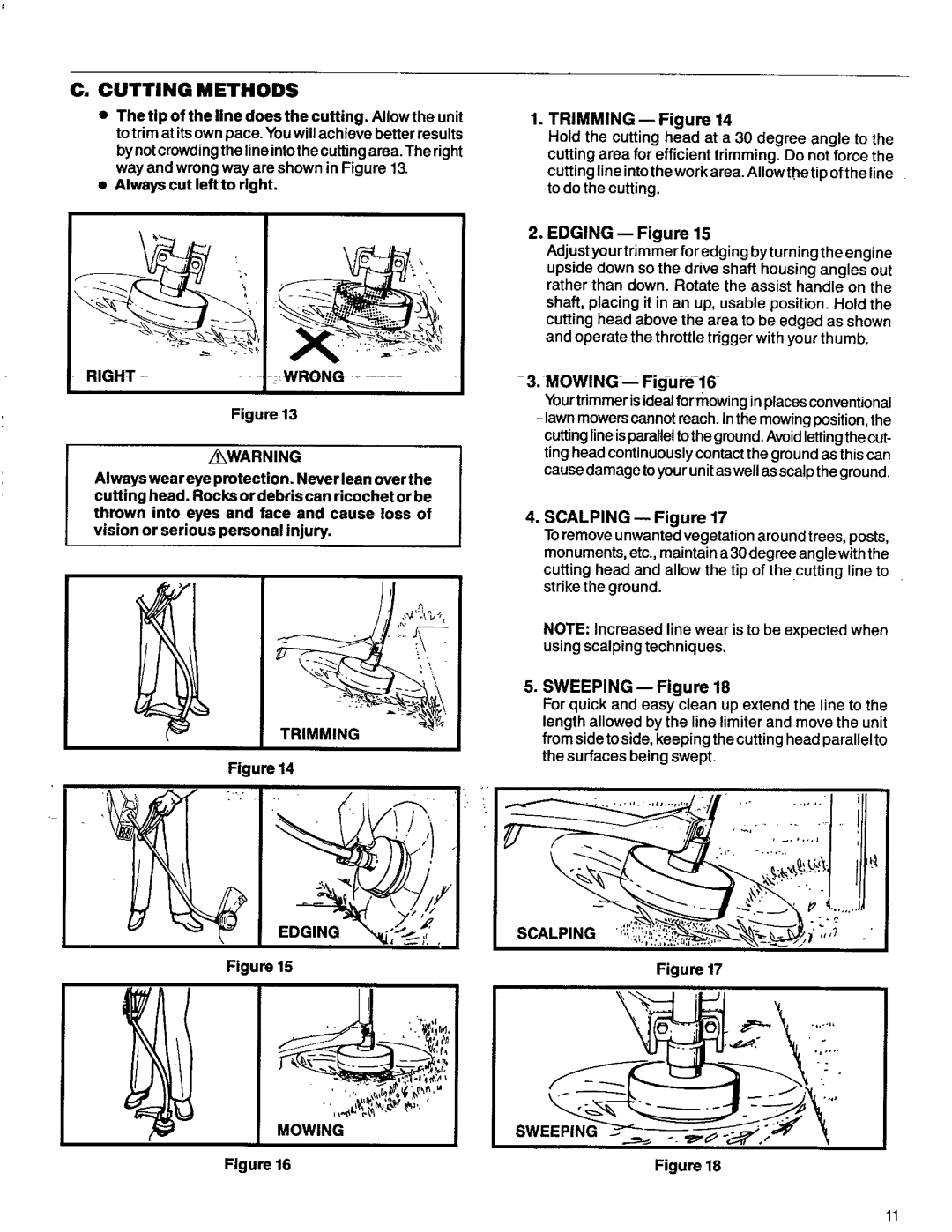 Craftsman 358.796131- 26.2CC operating instructions Cutting Methods, Always cut left to right, Rightwrong, Trimming 