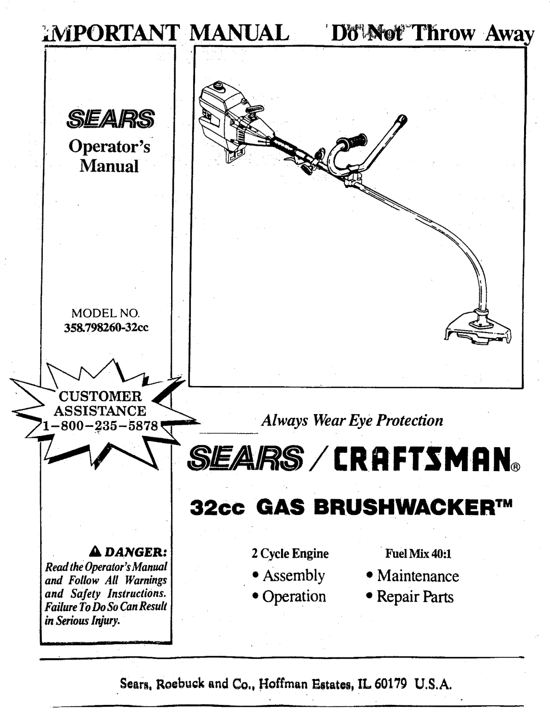 Craftsman 358.798260-32cc manual SE,/AIk /S£RRFTSMRN 