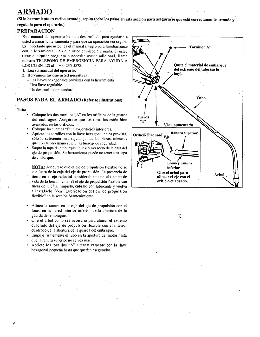 Craftsman 358.798260-32cc manual Pasos Para EL Armado Refer to illustrations, Preparacion 