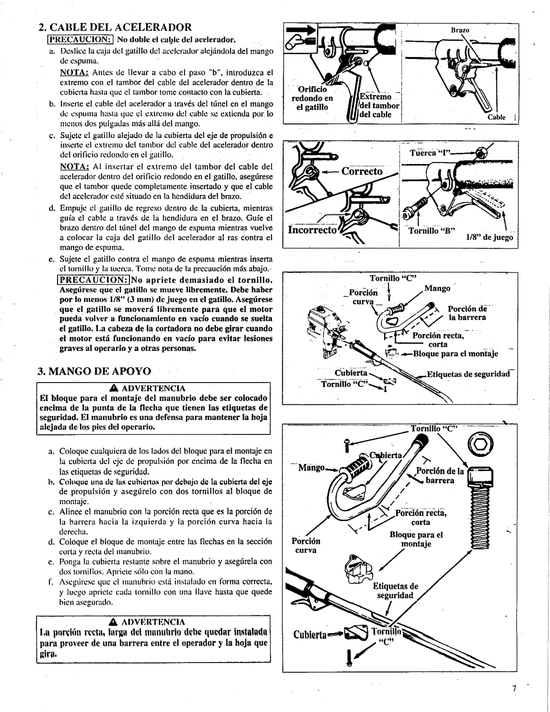 Craftsman 358.798260-32cc Cable DEL Acelerador, Mangode Apoyo, Del cable, Pbd6-n--recffi, Porci6nmontaje Curva Seguridad 