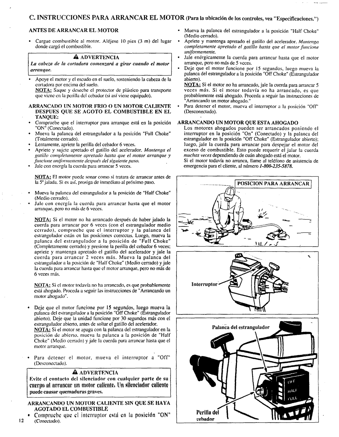 Craftsman 358.798260-32cc manual Cucrl ill zrrzmcurun m0tqlrtzdicnt ,Un 8ilenciador alicnt, Antes DE Arrancar EL Motor 