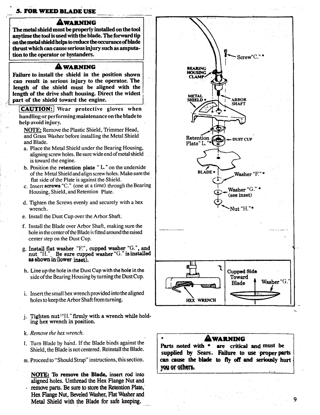 Craftsman 358.798260-32cc manual Fiat washer, Washer, As shown in lower inset, See inset, Cupped Side Toward 