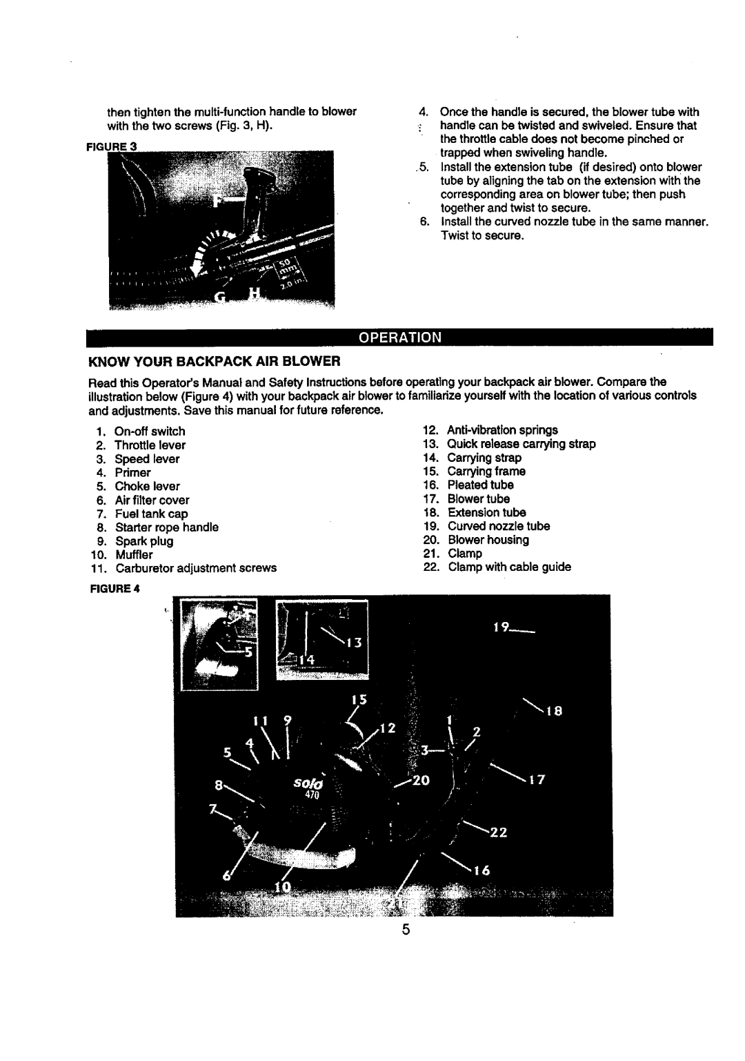 Craftsman 360.7969 manual Know Your Backpack AIR Blower 