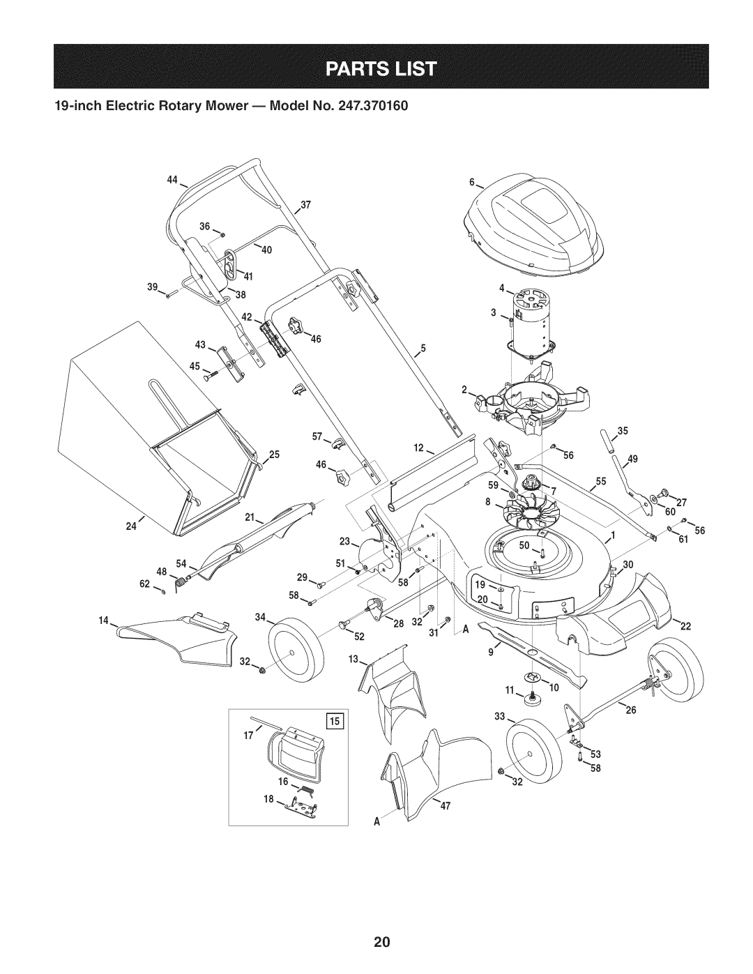 Craftsman 247.370160 manual 19=inch Electric Rotary Mower B Model No 