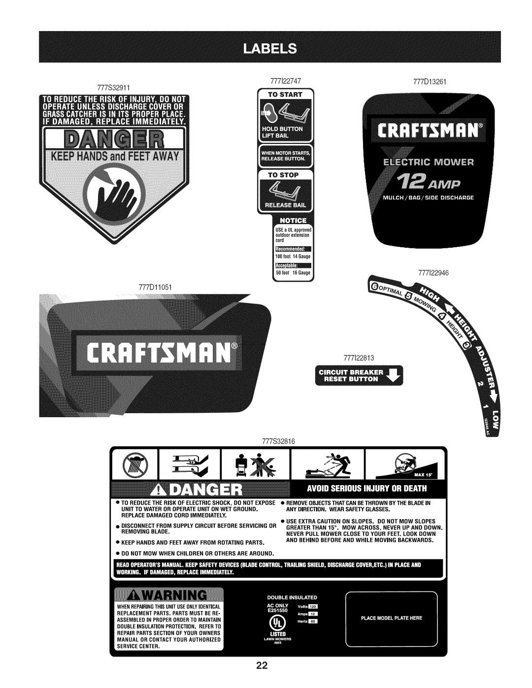 Craftsman 247.370160 manual 777S32911 