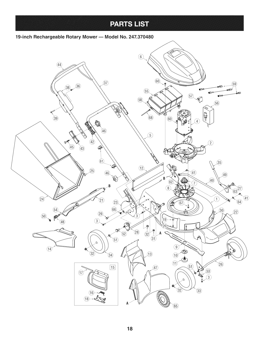 Craftsman 247.370480 manual Inch RechargeableRotary Mower- Model No 