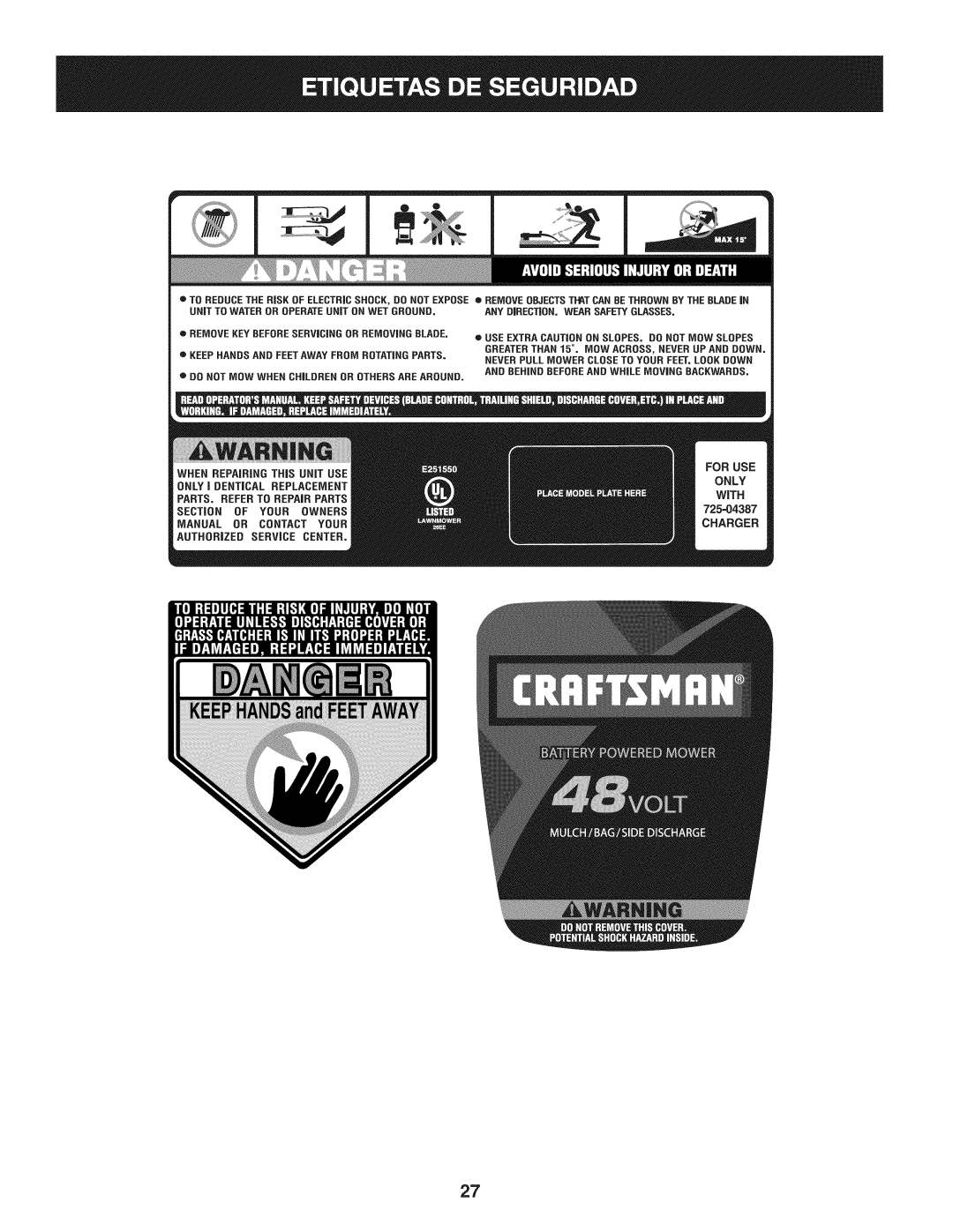 Craftsman 247.370480 manual USE Extra Caution on SLOPES, do not MOW Slopes 