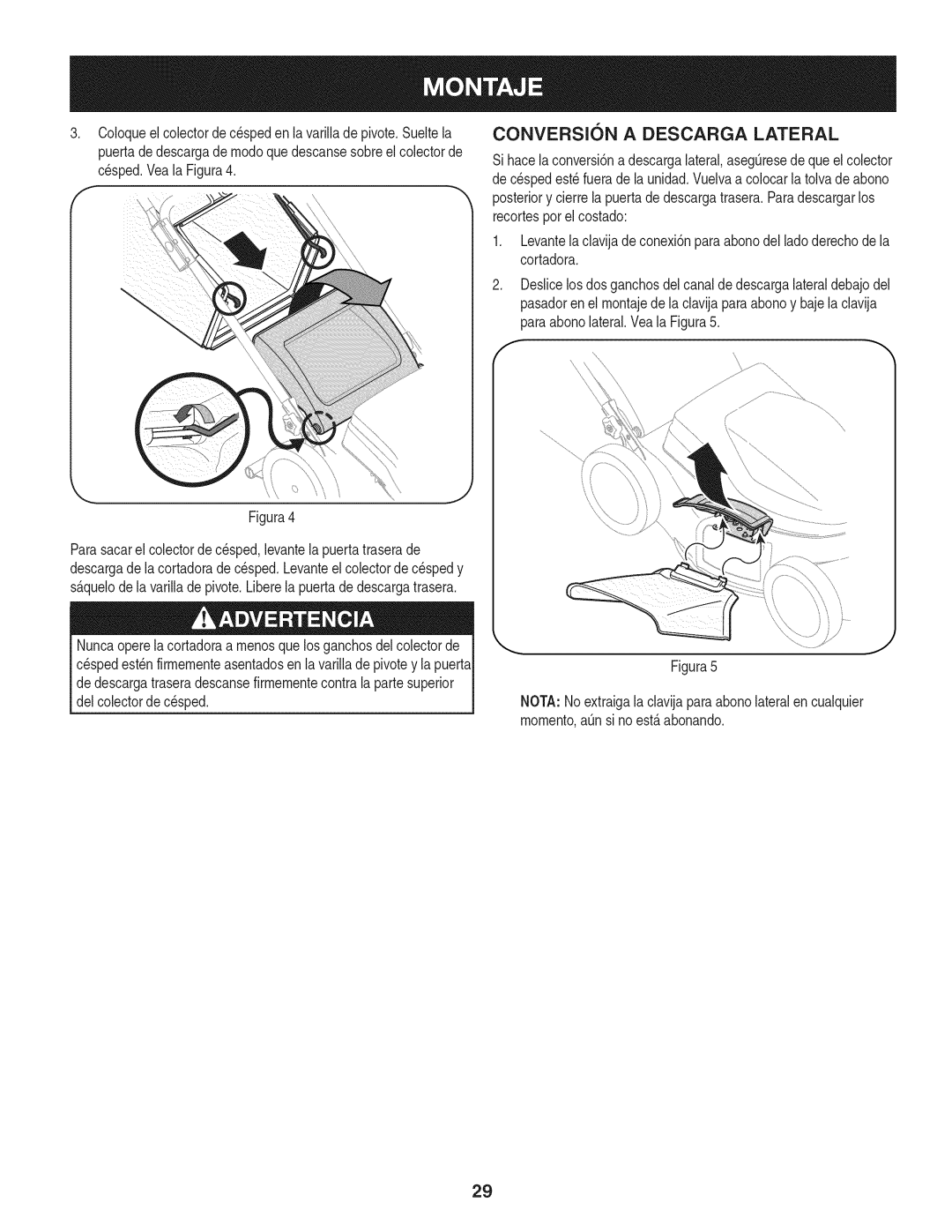 Craftsman 247.370480 manual Conversion a Descarga Lateral, Figura4 