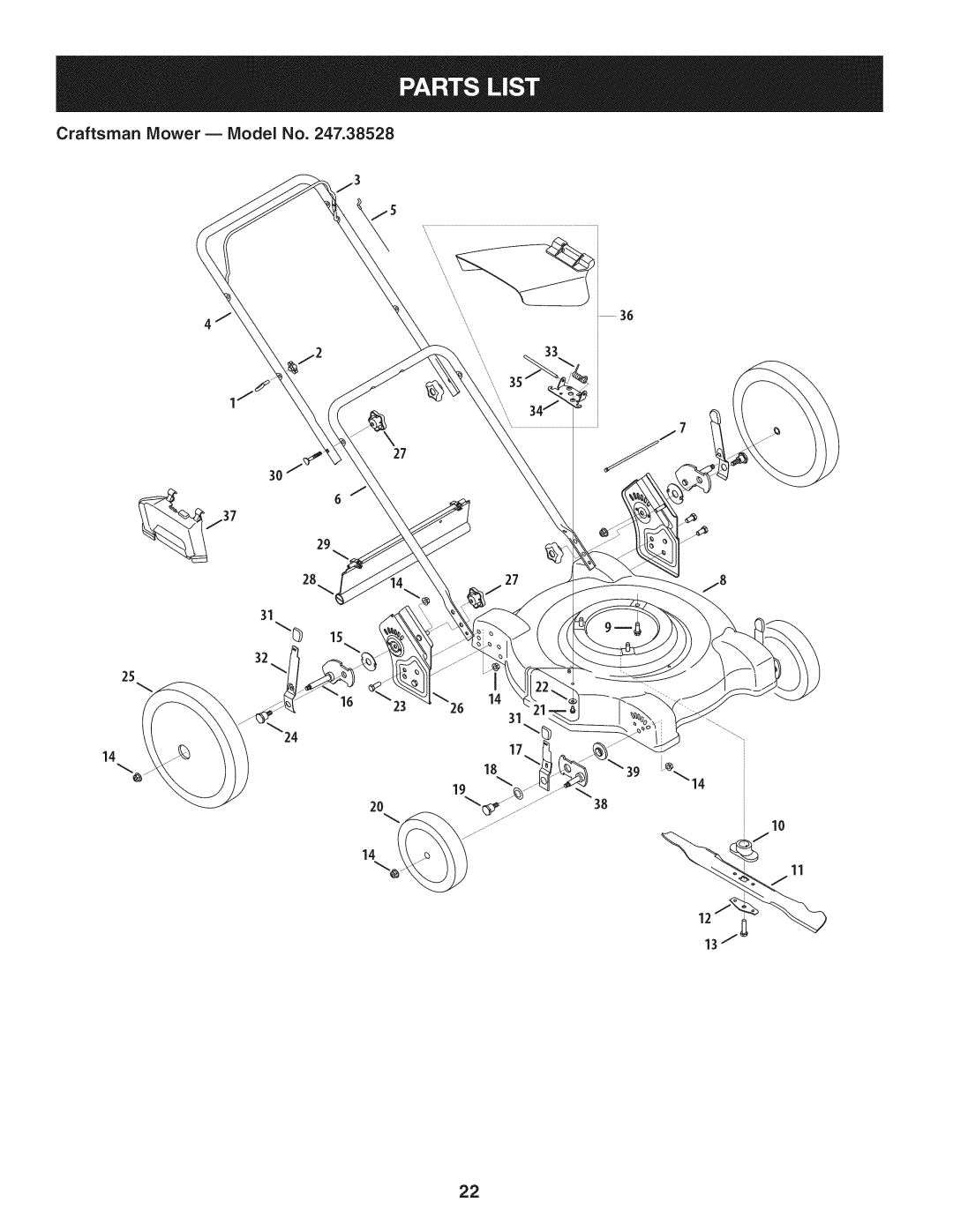 Craftsman 247.38528 manual Craftsman Mower B Model No 