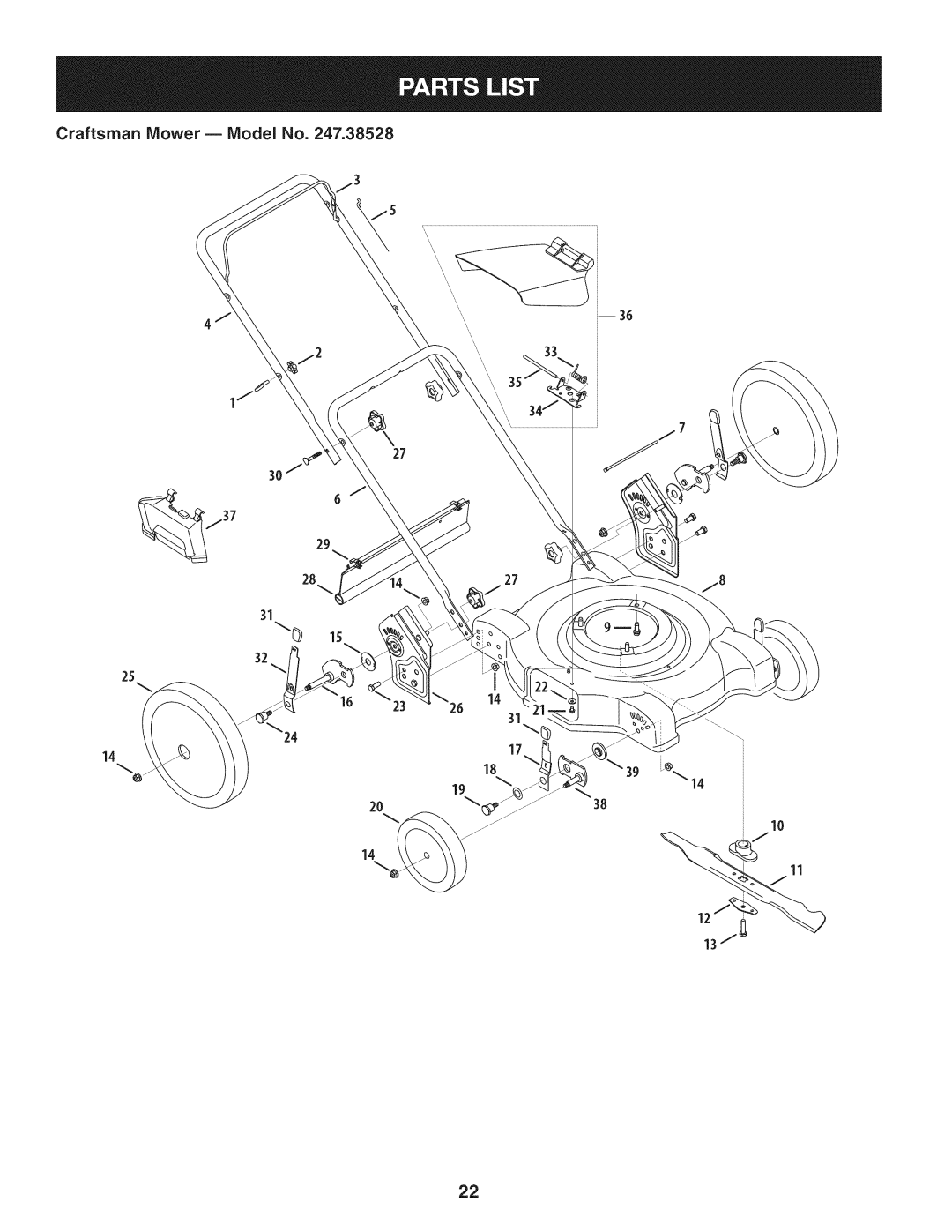 Craftsman 247.38528 manual Craftsman Mower B Model No, 27 2827, 10 11 J 