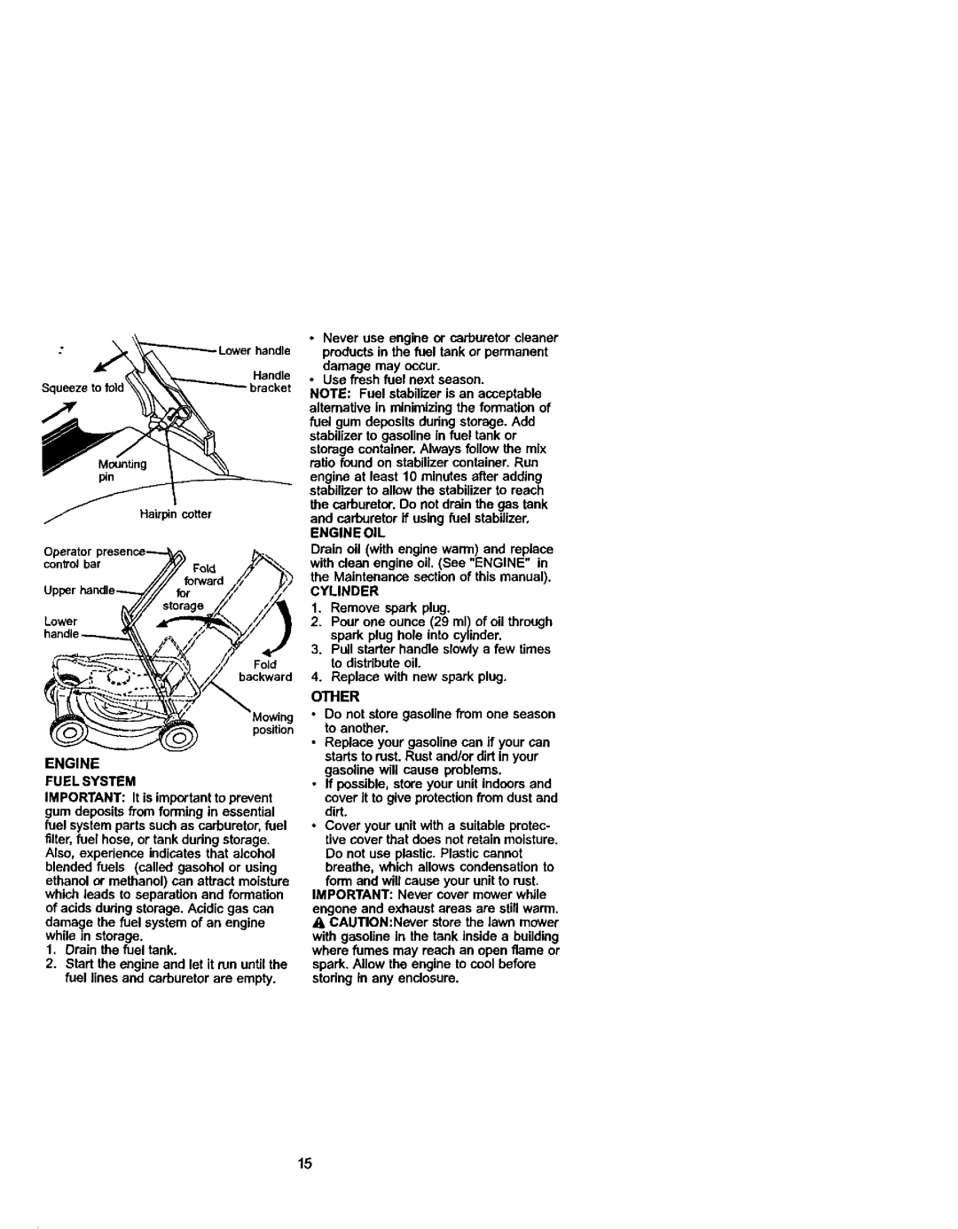 Craftsman 38872 owner manual Engineoil, Cylinder, Other, Engine Fuel System 