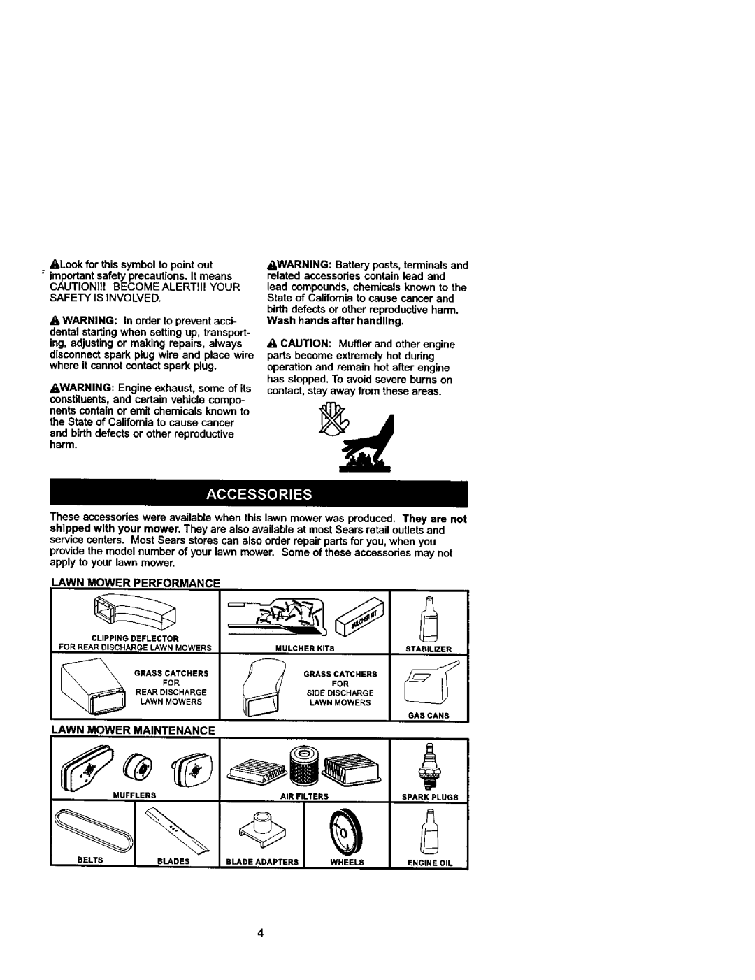 Craftsman 38872 owner manual Lawn Mower Performance, Lawn Mower Maintenance 