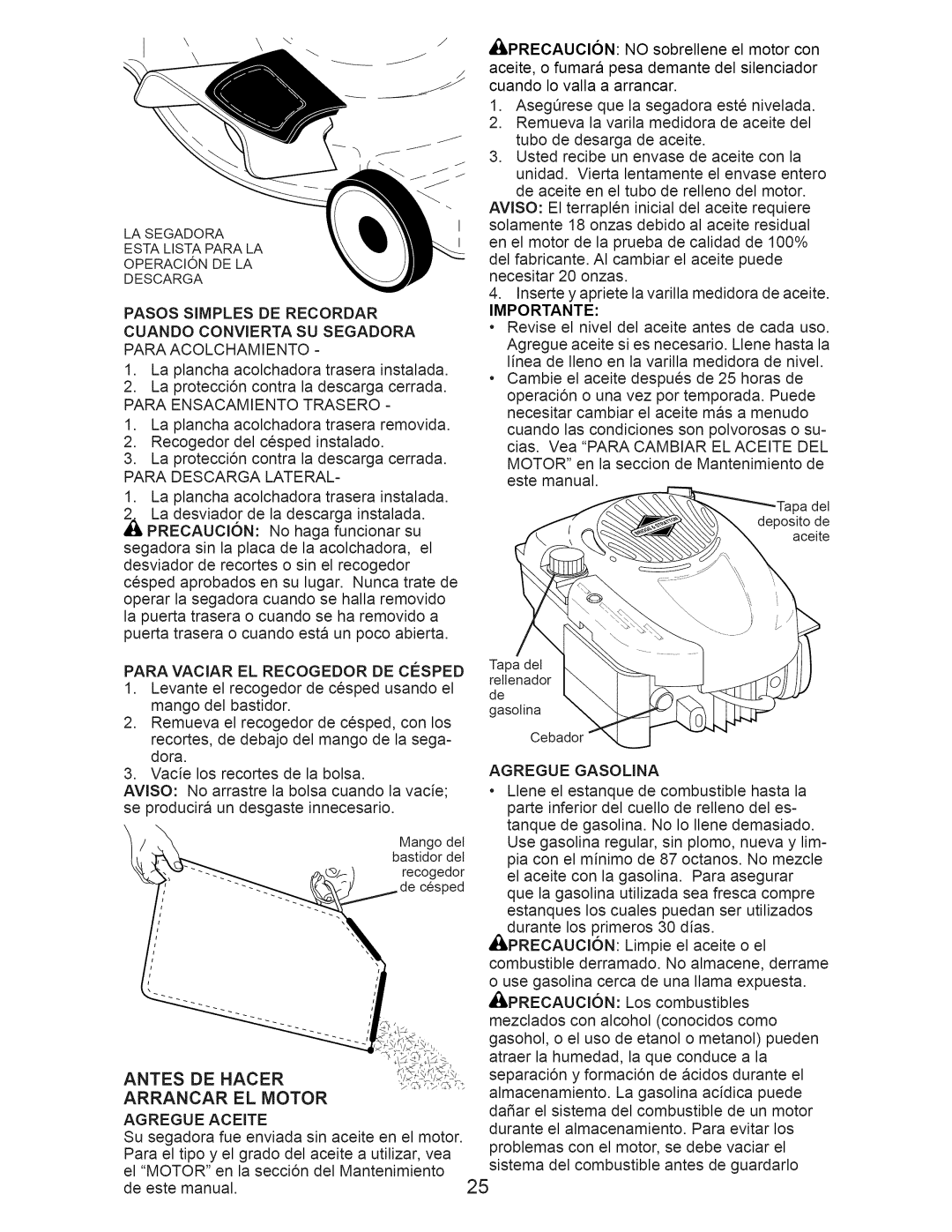 Craftsman 917.389011 manual Antes DE Hacer Arrancarelmotor 