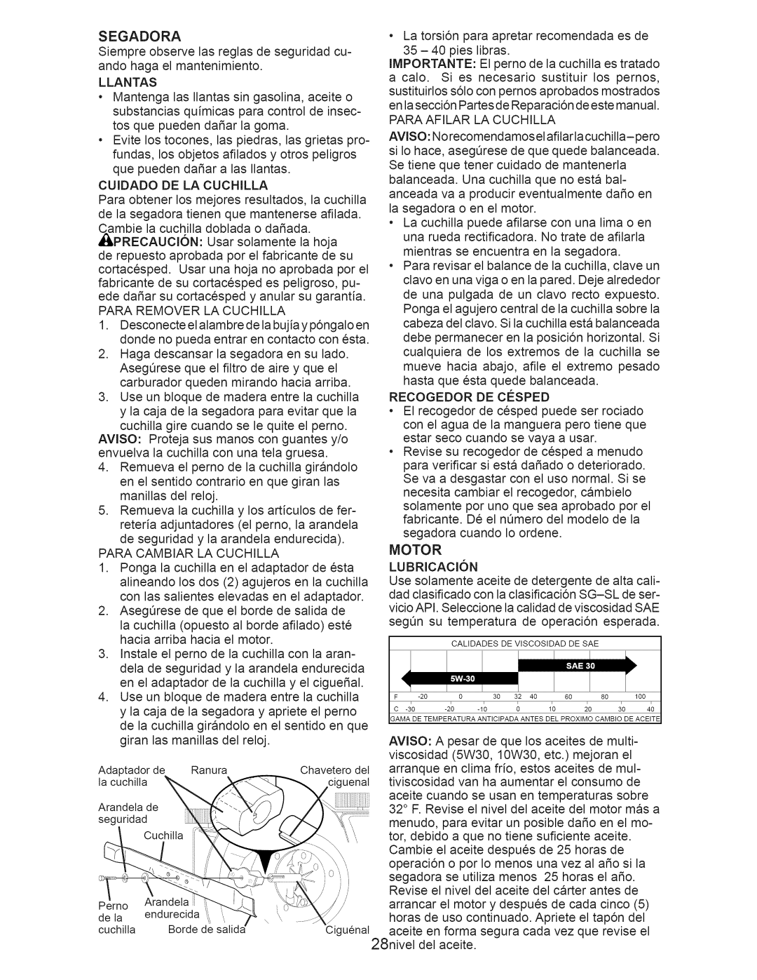 Craftsman 917.389011 manual Segadora 