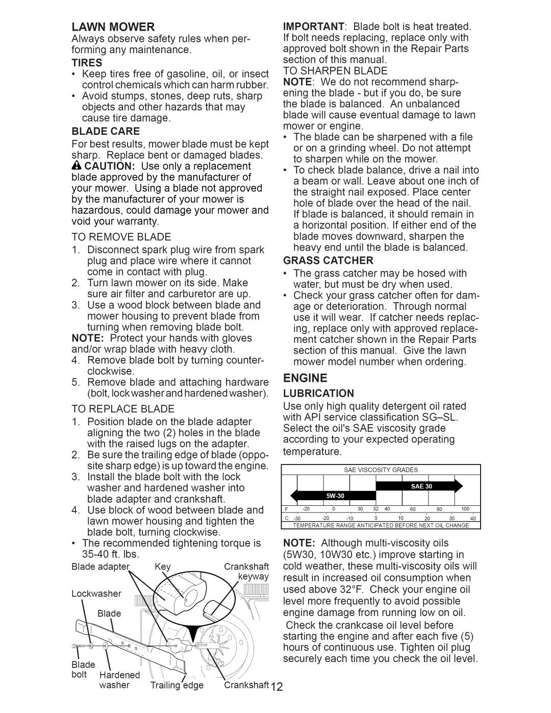 Craftsman 917.389050 owner manual Engine, Lawn Mower, Grass Catcher 