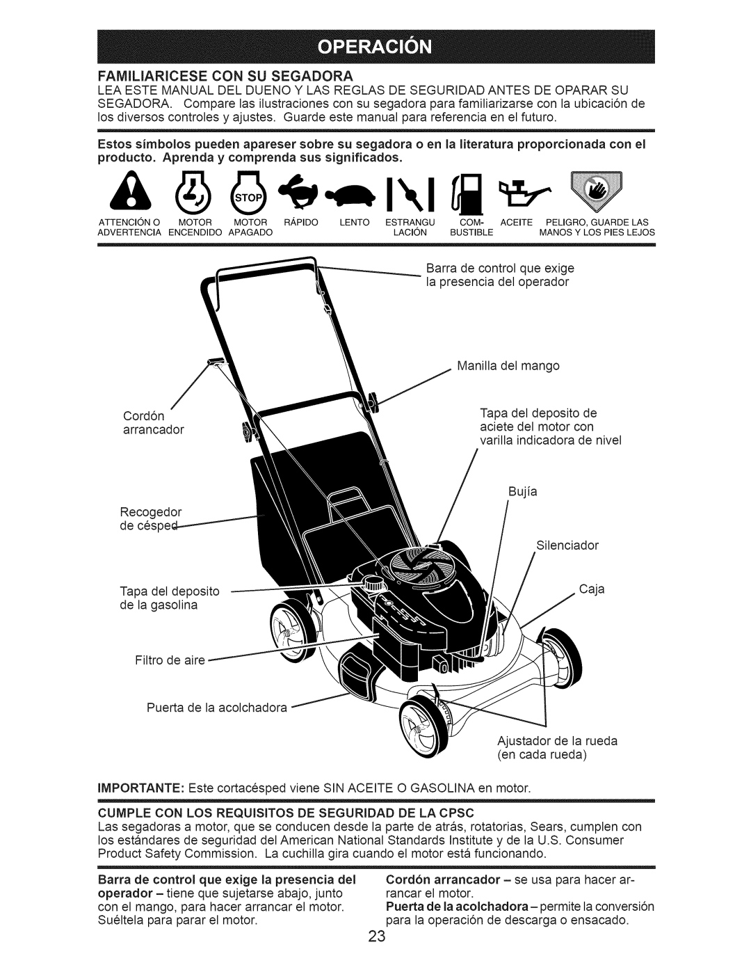 Craftsman 917.389050 Producto. Aprenda y comprenda sus significados, Cumple CON LOS Requisitos DE Seguridad DE LA Cpsc 