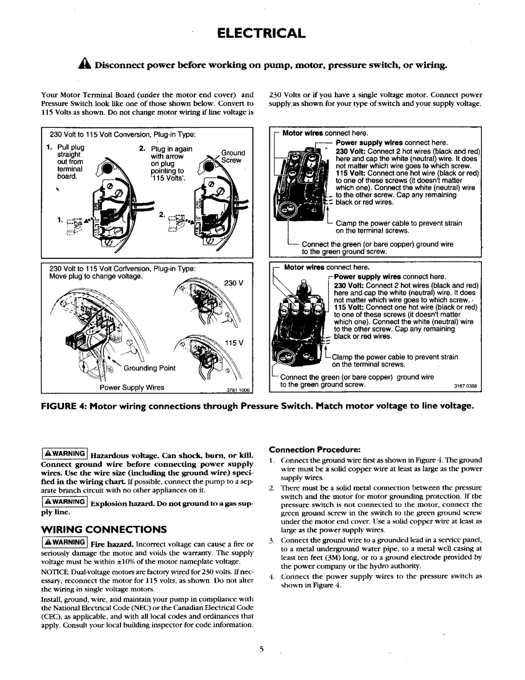 Craftsman 390.251883, 390.251483 owner manual Wiring Connections 