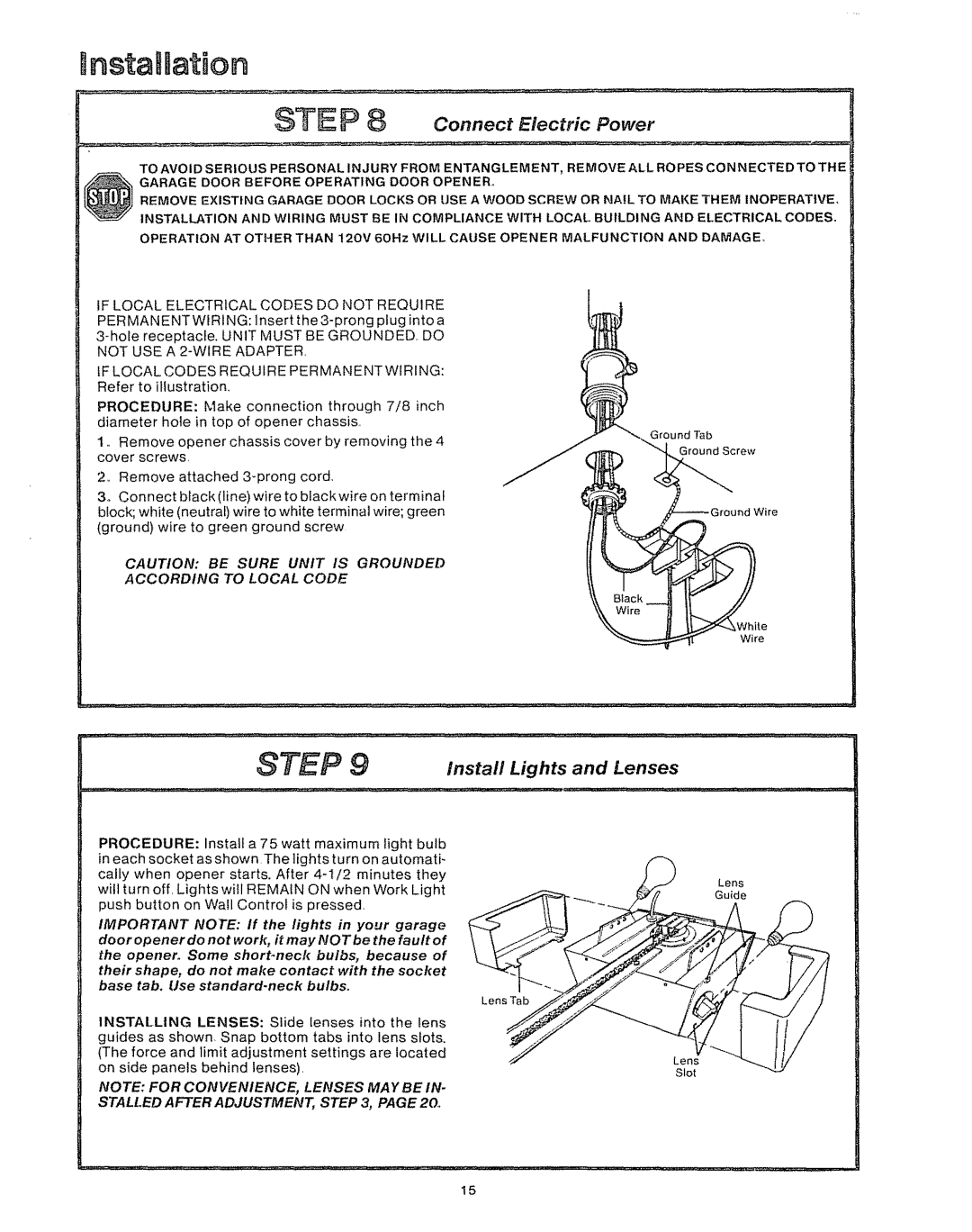 Craftsman 39535006 specifications 0nstatUation, ConnectElectricPower 