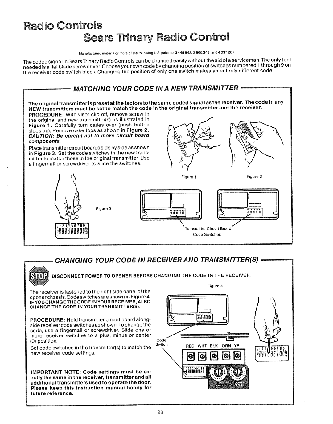 Craftsman 39535006 specifications Radio ControlJs Sears Td nanj Radio ControJ, Matching Your Code in a NEW Transmitter 