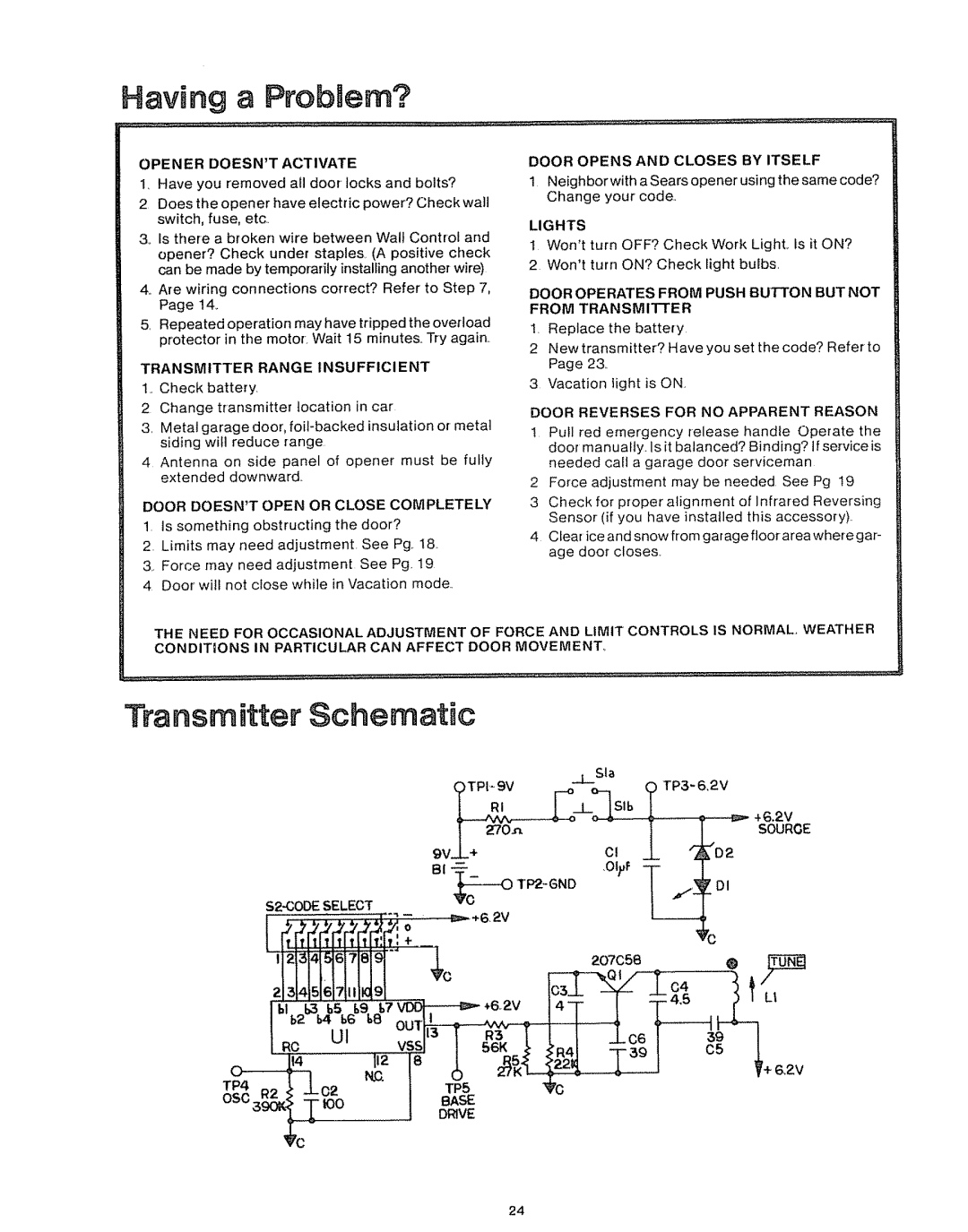 Craftsman 39535006 specifications Transmitter Schematic, LI Dl 