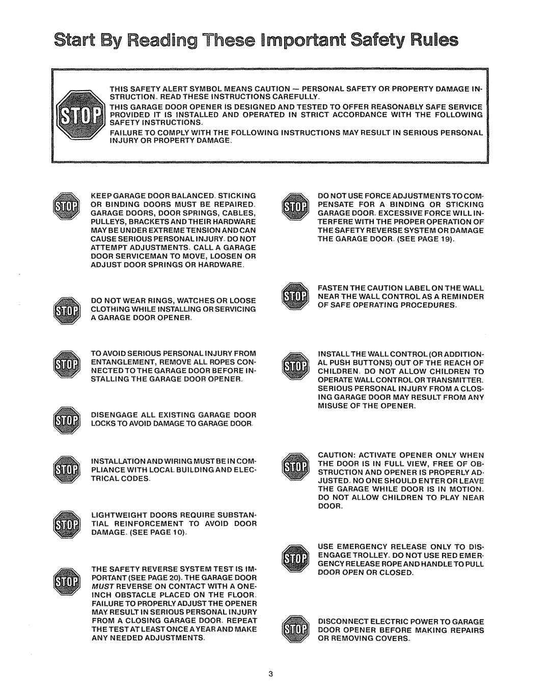 Craftsman 39535006 specifications Tial Reinforcement to Avoid Door DAMAGE. see page 10o 