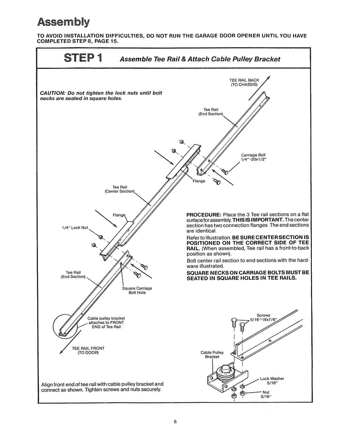 Craftsman 39535006 specifications Assembmy, Ste P 