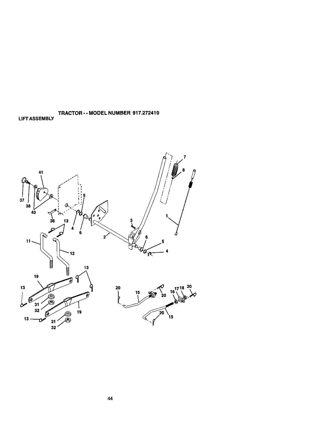 Craftsman owner manual TRACTOR--MODELNUMBER917.272410 Liftassembly 