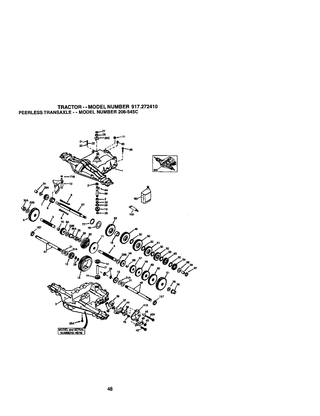 Craftsman owner manual TRACTOR-- MODELNUMBER917.272410, PEERLESSTRANSAXLE- Model NUMBER206-545C 