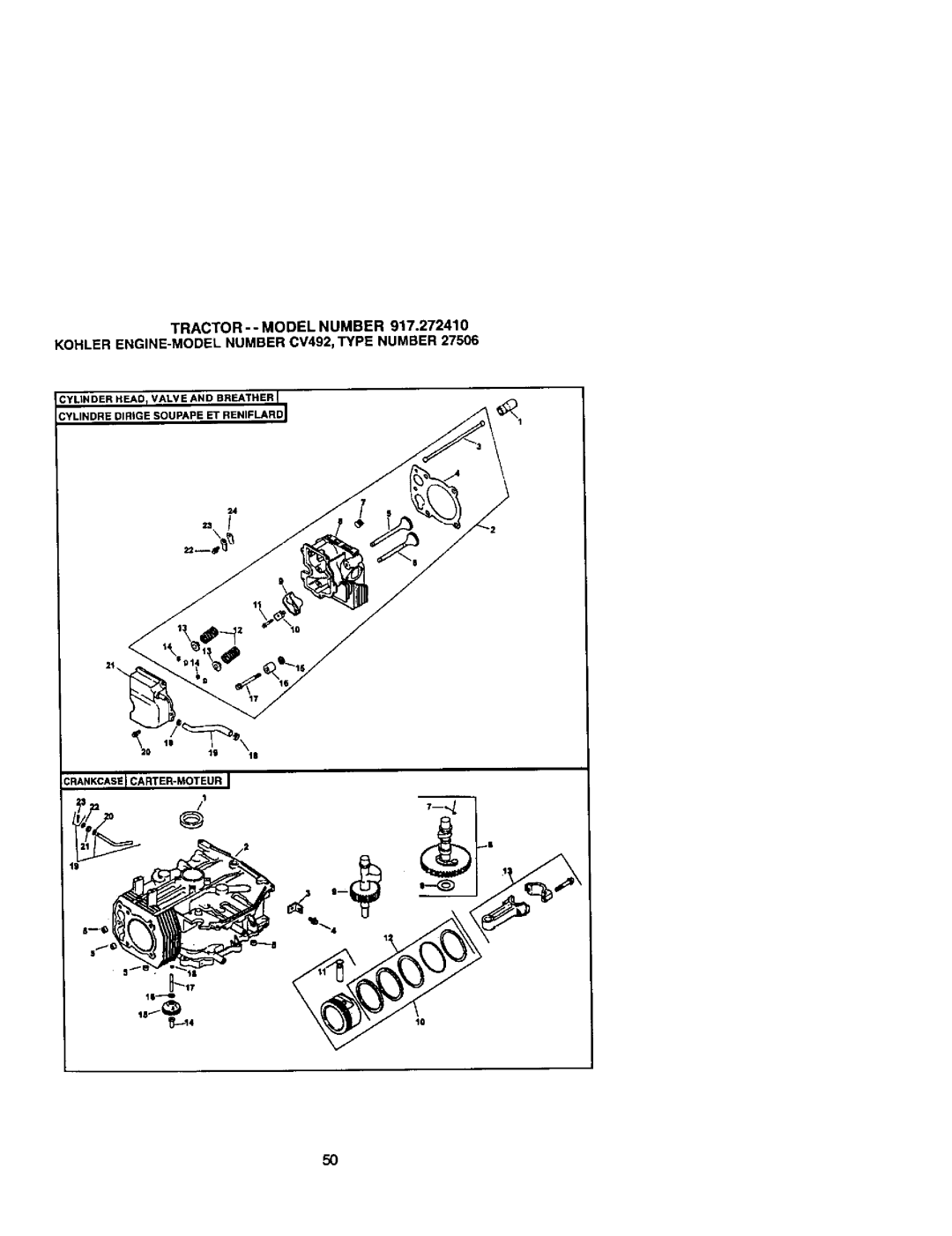 Craftsman 410, 272 owner manual Crankcase I CARTER-MOTEUR 