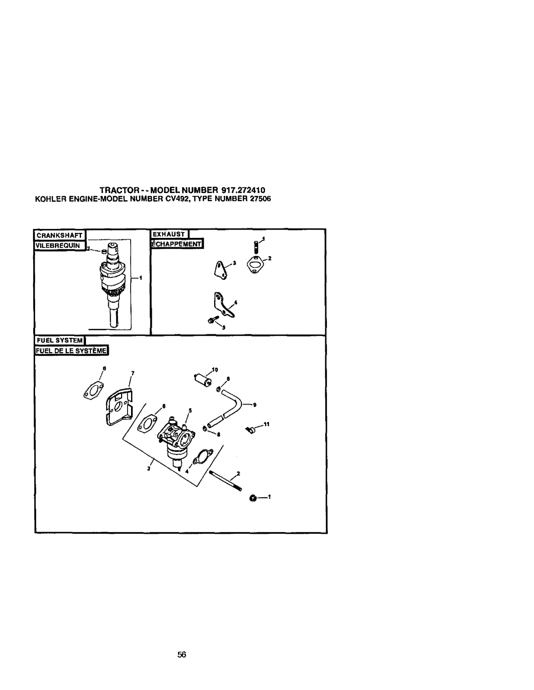 Craftsman 410, 272 owner manual Itl, Fuel System UEL DE LE Systime 