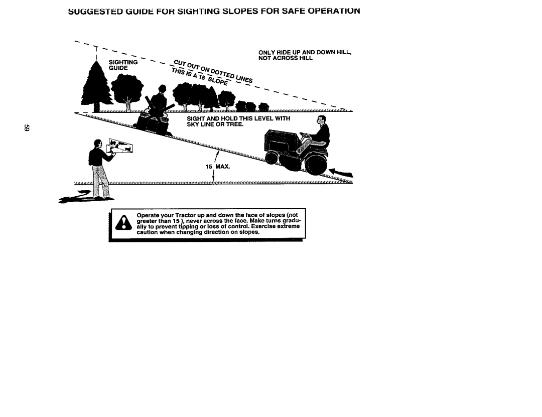 Craftsman 272, 410 owner manual Only Ride UP and Down Hill Not Across Hill, Sighting, Guideth 