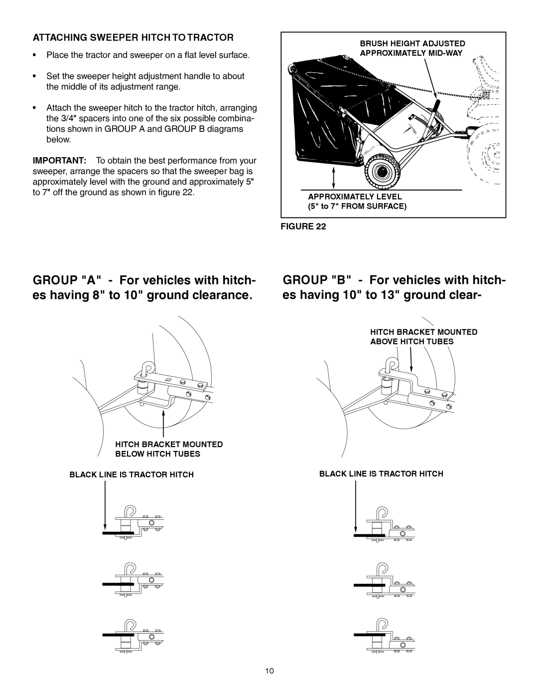 Craftsman 486.24207 owner manual Attaching Sweeper Hitch to Tractor 