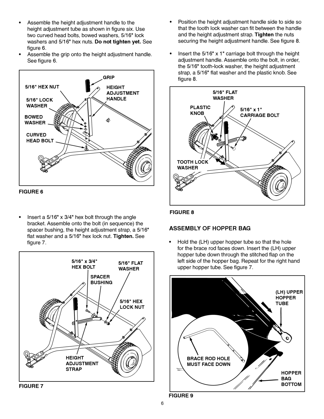 Craftsman 486.24207 owner manual Assembly of Hopper BAG 