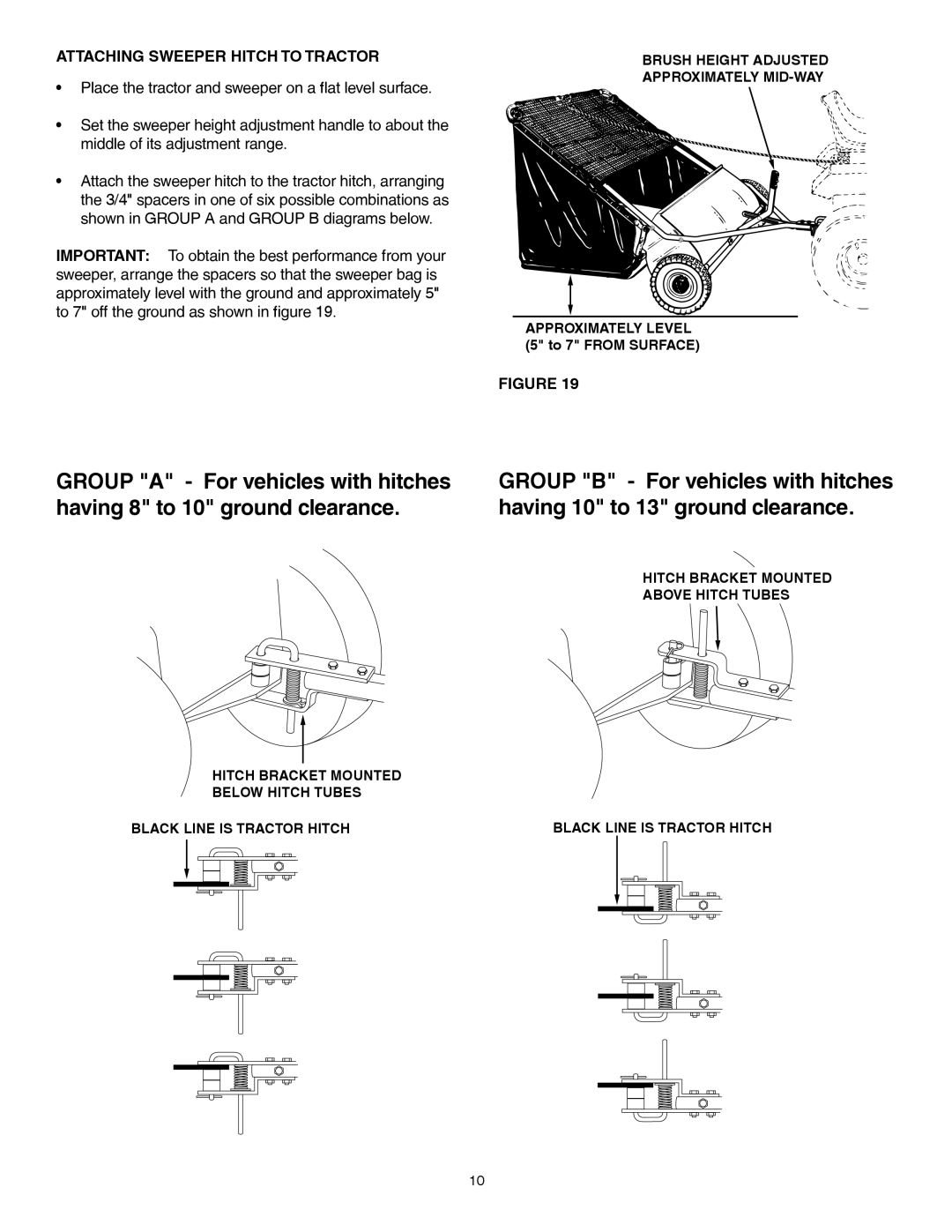 Craftsman 486.242112 owner manual Attaching Sweeper Hitch to Tractor 