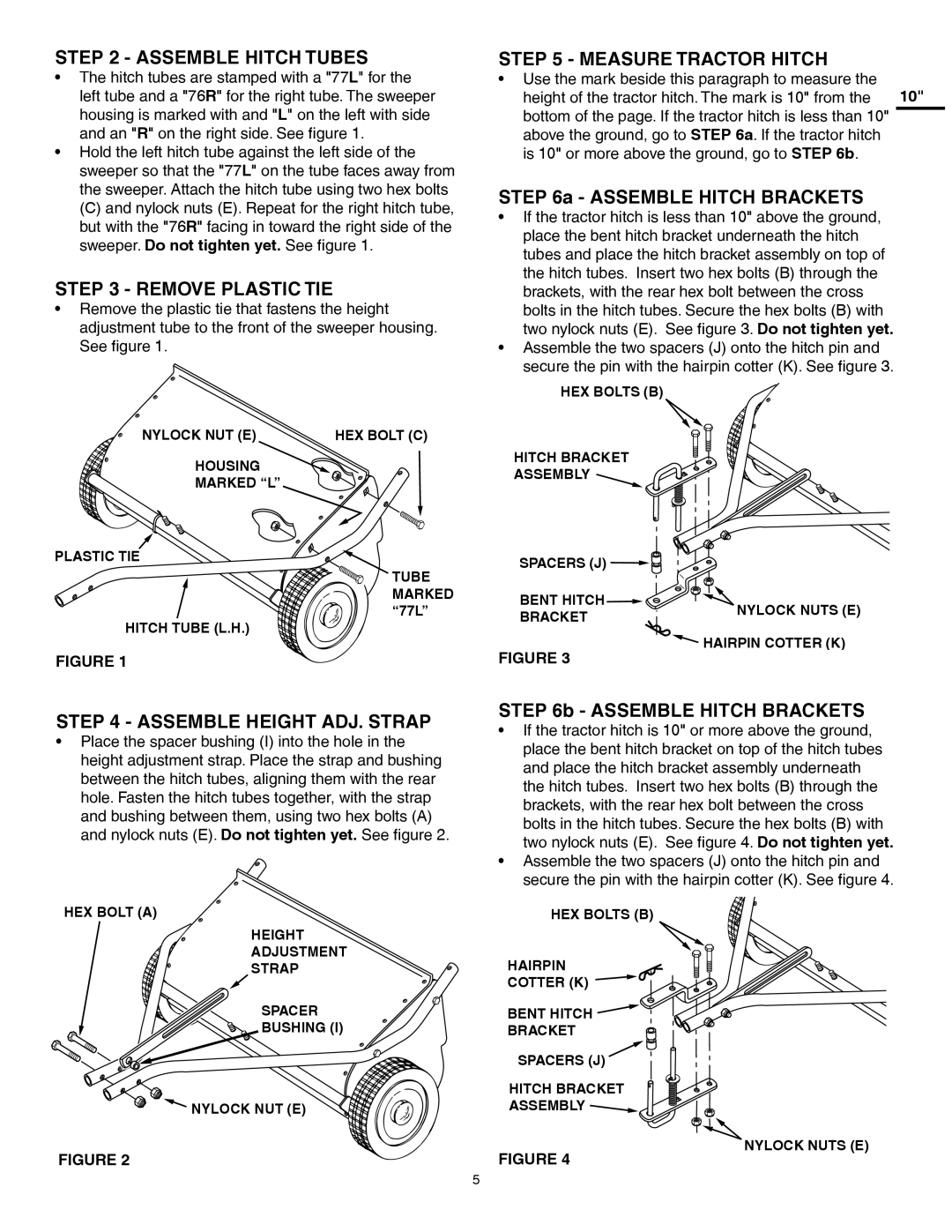 Craftsman 486.242112 Assemble Hitch Tubes, Remove Plastic TIE, Assemble Height ADJ. Strap, Measure Tractor Hitch 