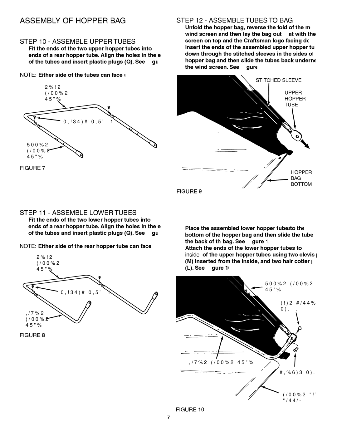 Craftsman 486.242112 owner manual Assemble Upper Tubes, Assemble Tubes to BAG, Assemble Lower Tubes 