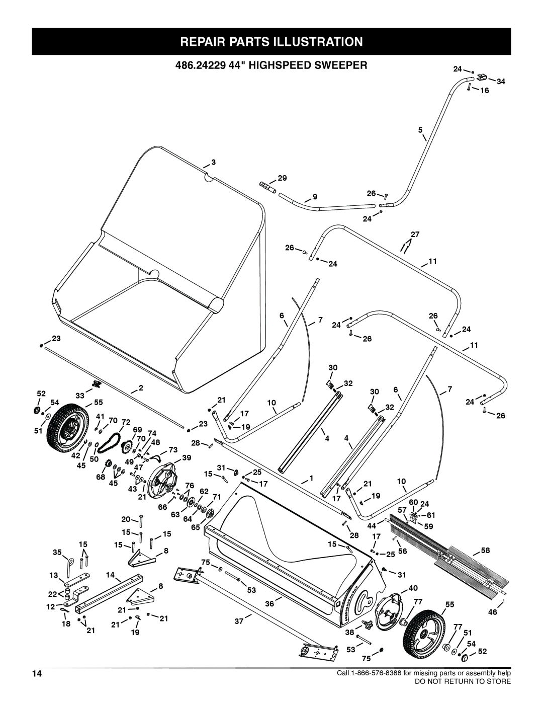 Craftsman 486.24229 manual Repair Parts Illustration 