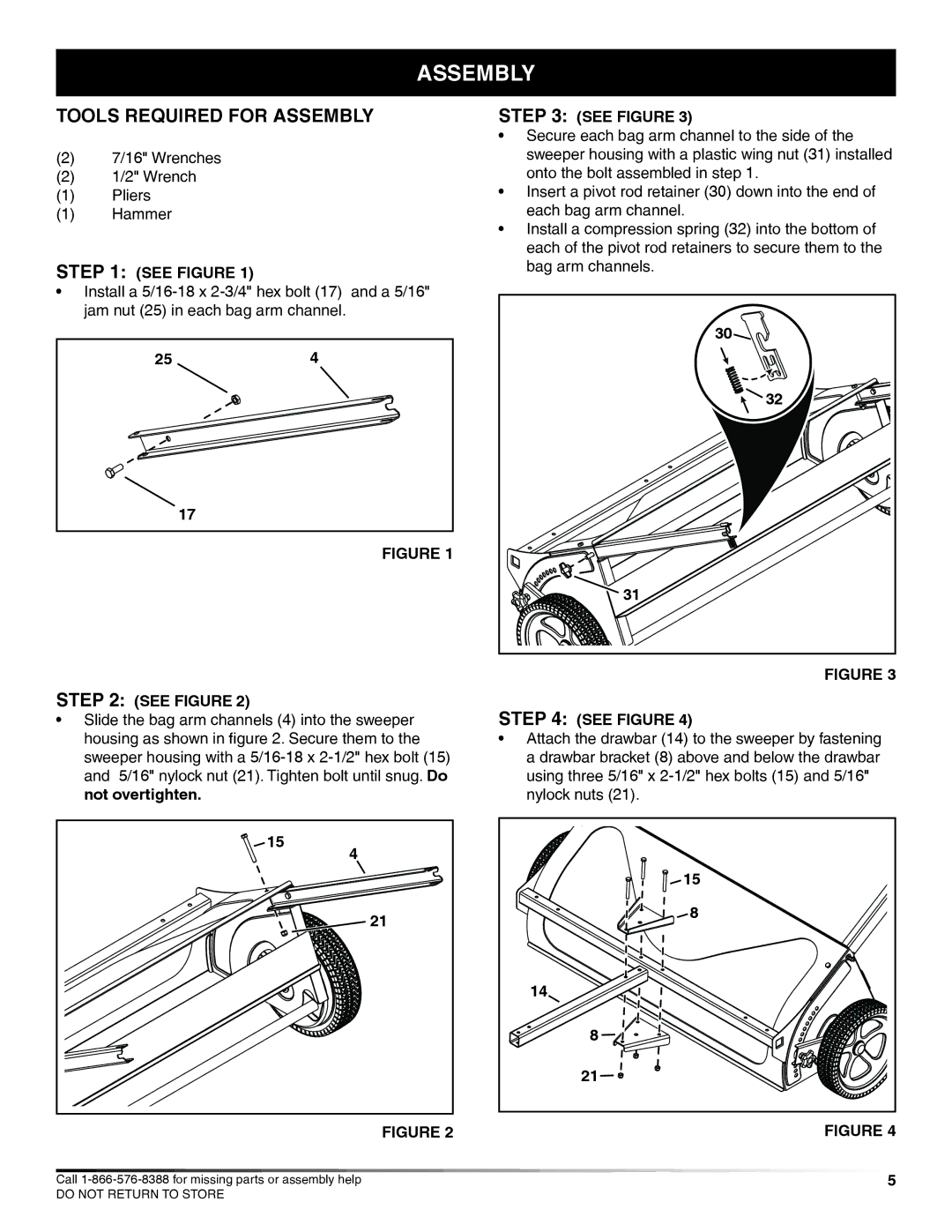 Craftsman 486.24229 manual Tools Required for Assembly 