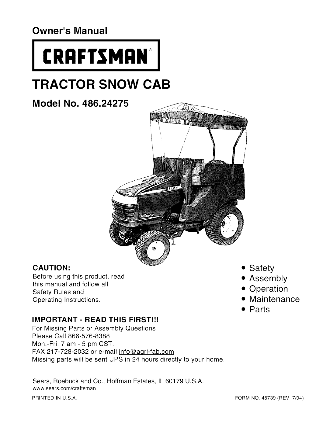 Craftsman 486.24275 owner manual Crrftsmrn, IMPORTANT- Read this FIRST??? 