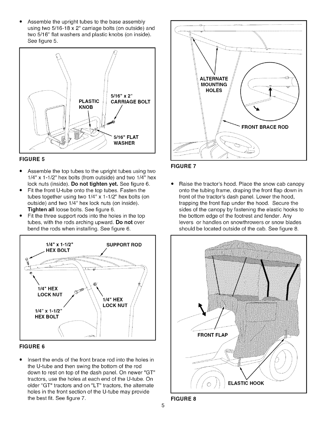 Craftsman 486.24275 owner manual Seefigure5, x Plastic i Carriage Bolt 