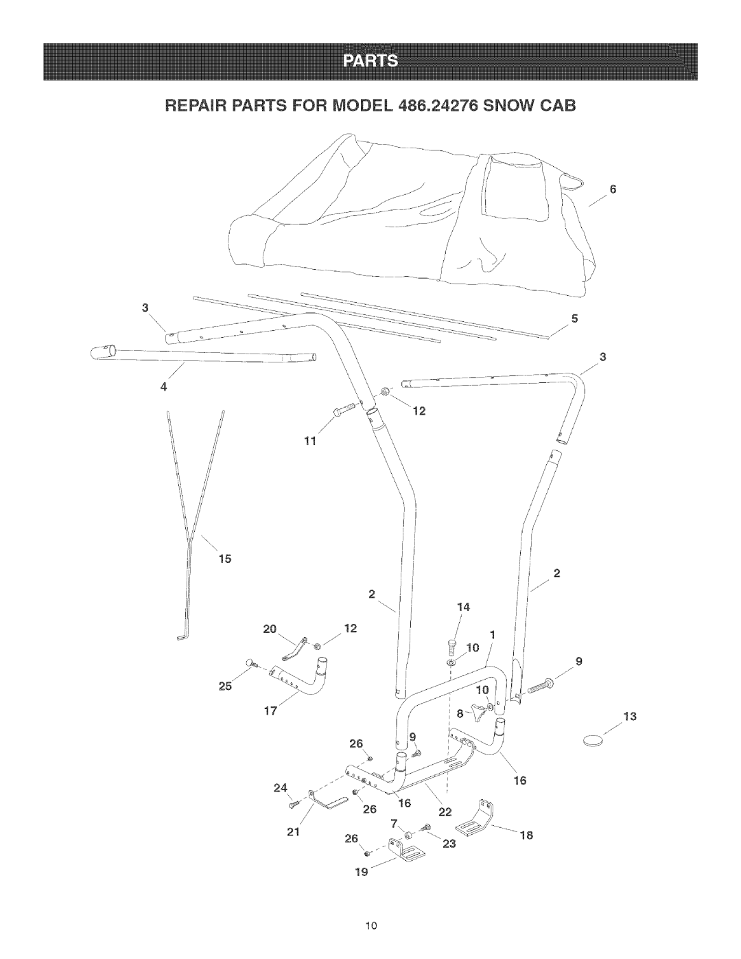 Craftsman manual Repair Parts for Model 486.24276 Snow CAB 