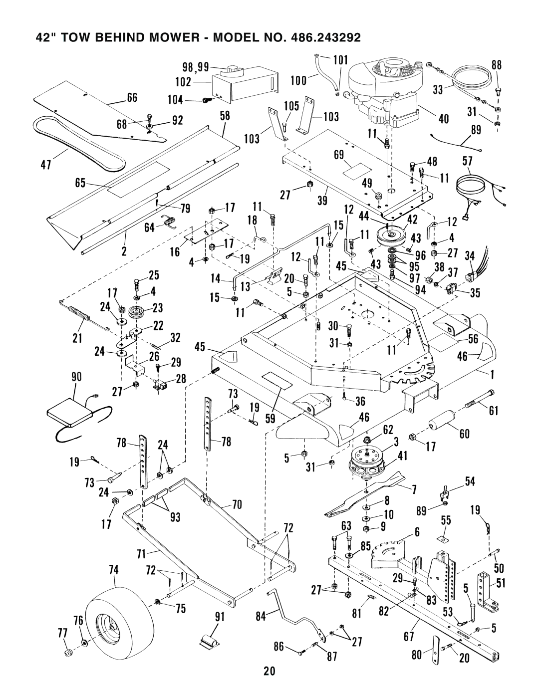 Craftsman 486.243292 owner manual TOW Behind Mower Model no 