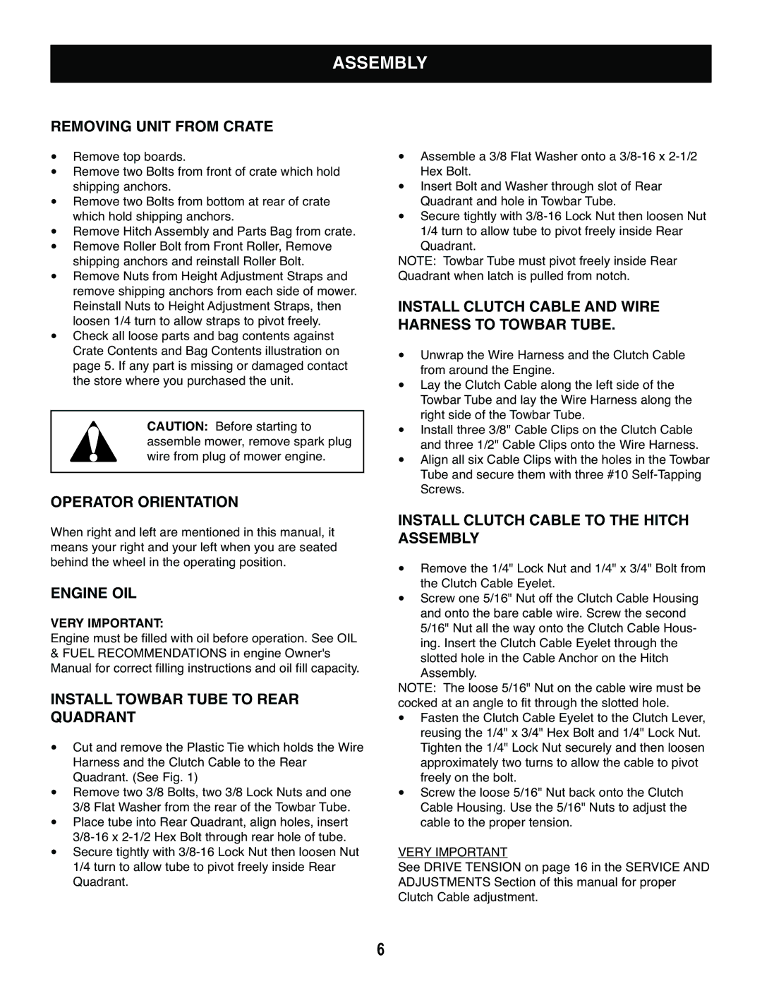 Craftsman 486.243292 owner manual Assembly 