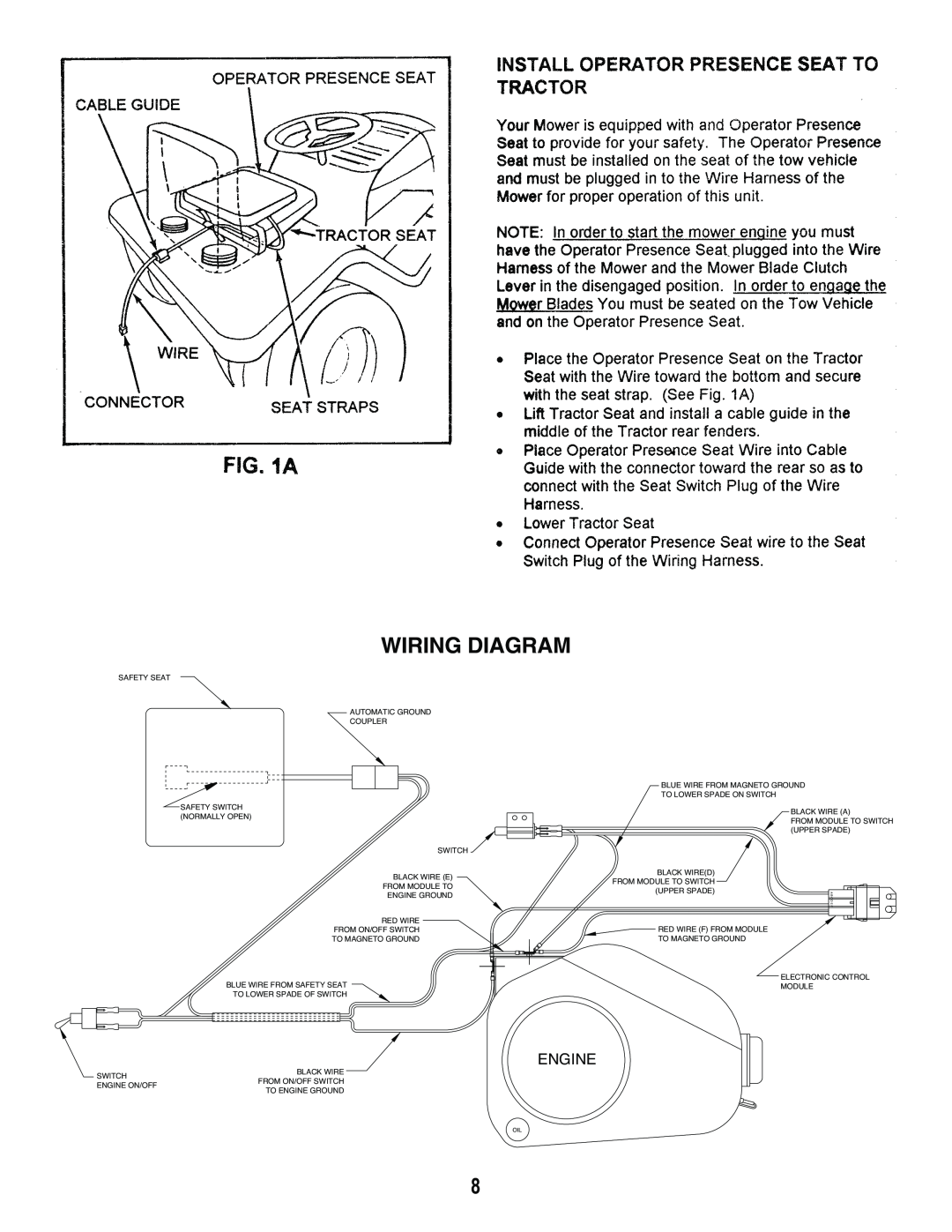 Craftsman 486.243292 owner manual Wiring Diagram, Engine 