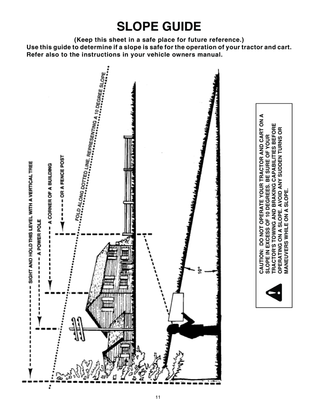 Craftsman 486.24339 owner manual Maneuvers While on a Slope, Slope in Excess of 10 DEGREES. be Sure of Your 